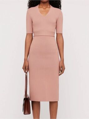 scanlan theodore crepe knit polo dress Scanlan & Theodore - Olive Crepe Knit Button Polo Dress